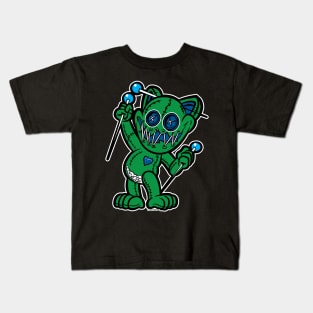 Happy VooDoo Kitty Cat Doll Green and Reflex Blue Kids T-Shirt